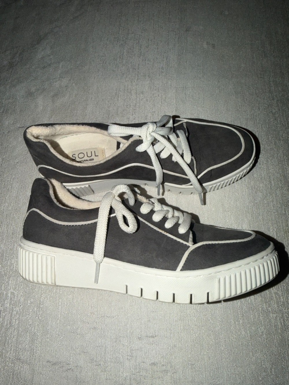Soul by Naturalizer Platform Tia-Laces Sneakers in Graphite Gray & White Size 7 - Picture 3 of 11